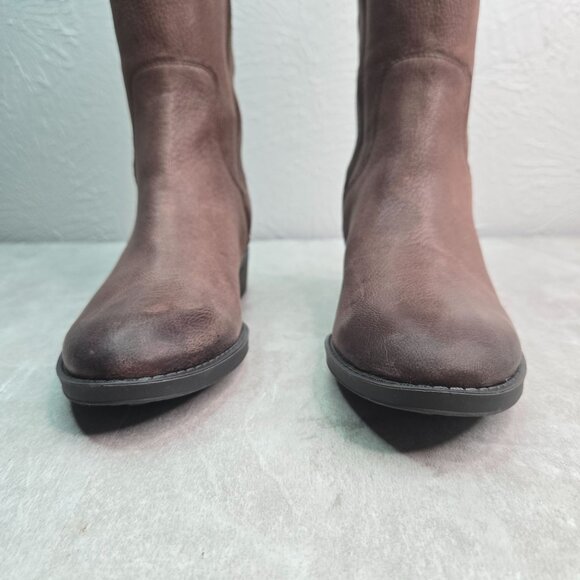 Vince Camuto Equestrian Boots Sz 5 Brown Leather Knee High Tall Western Riding - Picture 3 of 12